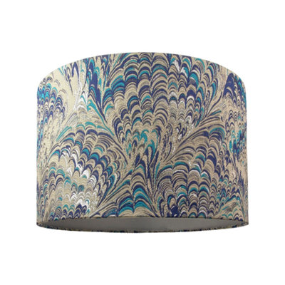 Contemporary and Vivid Peacock Print Table/Pendant Lamp Shade in Soft Cotton