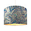 Contemporary and Vivid Peacock Print Table/Pendant Lamp Shade in Soft Cotton