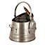 Contemporary Antique Pewter 4pc Freestanding Fireside Companion Set with Coal Bucket and Shovel