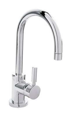 Contemporary Arch Round Tall Lever Mono Basin Mixer Tap (Waste Included) - Chrome - Balterley