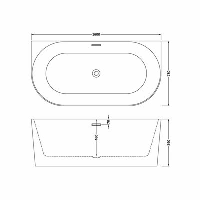 Contemporary Back To Wall Freestanding Bath from Balterley - 1600mm x 750mm - 4