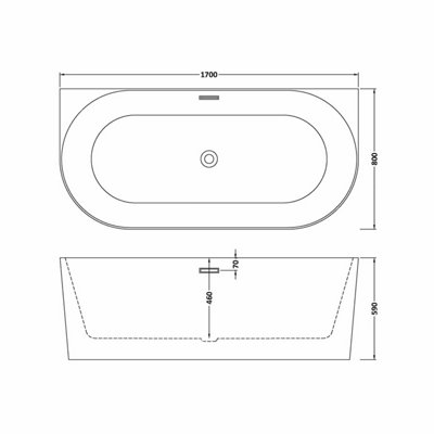 Contemporary Back To Wall Freestanding Bath from Balterley - 1700mm x 750mm - 4