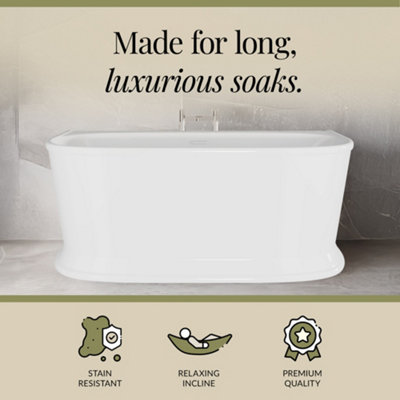 Contemporary Back To Wall Freestanding Bath from Balterley - 1700mm x 760mm - 3