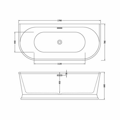 Contemporary Back To Wall Freestanding Bath from Balterley - 1700mm x 760mm
