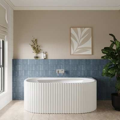 Contemporary Back To Wall Freestanding Bath with Ribbing from Balterley - 1600mm x 780mm