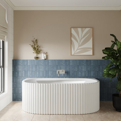 Contemporary Back To Wall Freestanding Bath with Ribbing from Balterley - 1700mm x 780mm