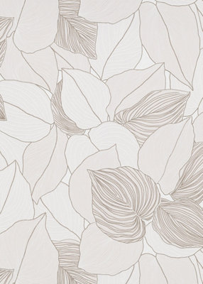 Contemporary Banana Leaf Wallpaper with Mica accents in Natural and Soft Gold