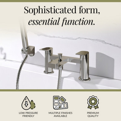 Contemporary Bath Shower Mixer Tap with Shower Kit - Chrome - Balterley