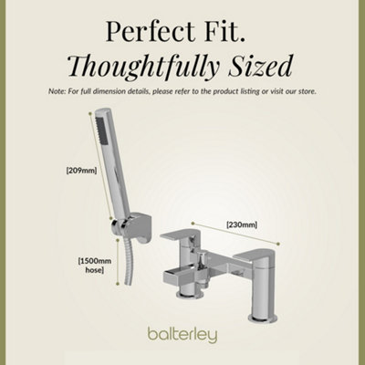 Contemporary Bath Shower Mixer Tap with Shower Kit - Chrome - Balterley - 3