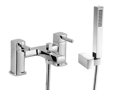 Contemporary Bath Shower Mixer Tap with Shower Kit- Chrome