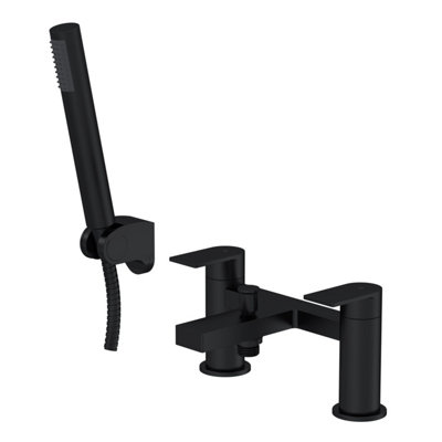Contemporary Bath Shower Mixer Tap with Shower Kit - Matt Black ...