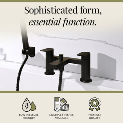 Contemporary Bath Shower Mixer Tap with Shower Kit - Matt Black - Balterley