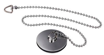 Contemporary Bathroom Bath Plug and Ball Chain, 17mm x 42mm, Chrome, Balterley