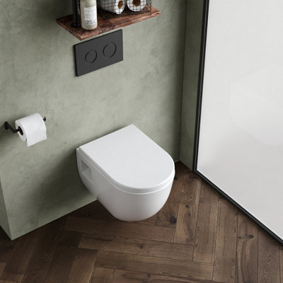 Contemporary Bathroom Round Toilet Pan  , 350mm x 355mm, White