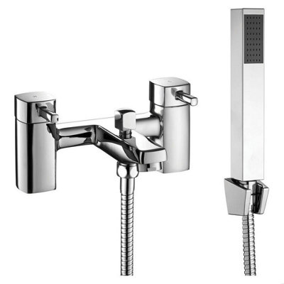 Contemporary Bathroom Square Deck Mounted Bath Shower Mixer Tap with ...