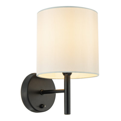 Contemporary Bedside Wall Lamp in Matte Black with Toggle Switch and Shade