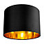 Contemporary Black Cotton 10" Table/Pendant Lamp Shade with Shiny Golden Inner