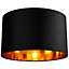 Contemporary Black Cotton 14" Table/Pendant Lamp Shade with Shiny Golden Inner