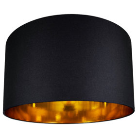 Contemporary Black Cotton 20 Floor/Pendant Lamp Shade with Shiny Gold Inner