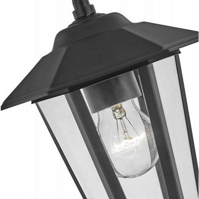 Contemporary Black Die-Cast Hanging Lantern Porch Light Fitting