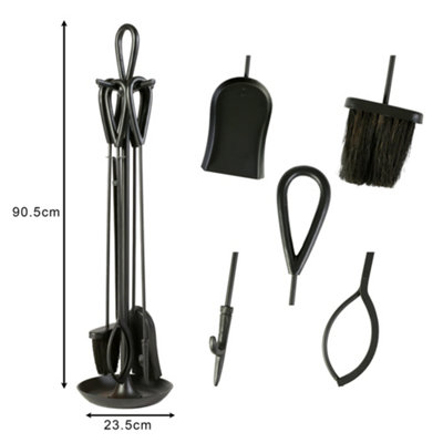 Contemporary Black Fireplace 4pc Fireside Companion Set - 90cm High