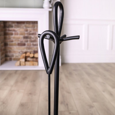 Contemporary Black Fireplace 4pc Fireside Companion Set - 90cm High - 4