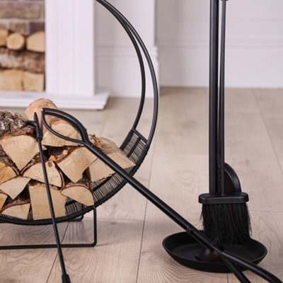Contemporary Black Fireplace 4pc Fireside Companion Set - 90cm High - 5