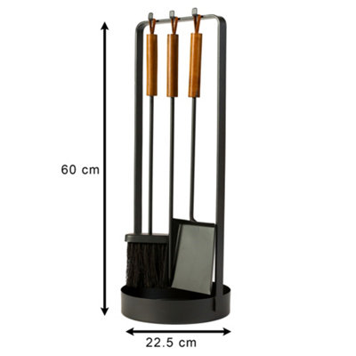 Contemporary Black Fireplace Freestanding Fireside Companion Set with 3 Tools - 4