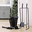 Contemporary Black Fireplace Set with 3 Tools Fireside Companion Set with Coal Bucket and Scoop