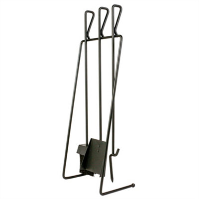 Contemporary Black Fireplace Set with 3 Tools Fireside Companion Set with Coal Bucket and Scoop - 3