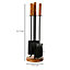 Contemporary Black Fireplace Wooden Base Fireside Companion Set with 3 Tools
