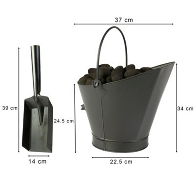 Contemporary Black Fireside 4pc Freestanding Companion Set 90cm with Coal Bucket and Scoop - 5