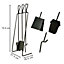 Contemporary Black Freestanding Fireplace Set with 3 Tools Fireside Companion Set
