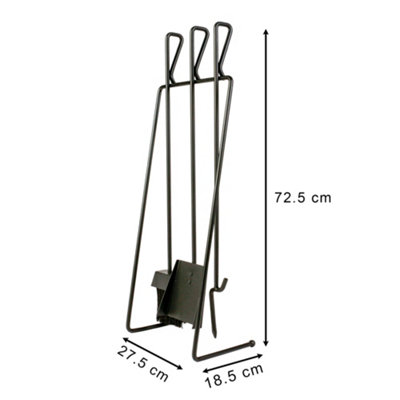 Contemporary Black Freestanding Fireplace Set with 3 Tools Fireside Companion Set - 6