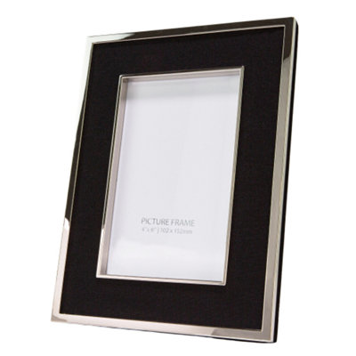 Contemporary Black Linen Effect Plastic 4x6 Picture Frame with Shiny