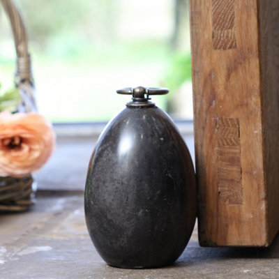 Contemporary Black Marble Door Stopper Heavy Weight Decorative Door Stop