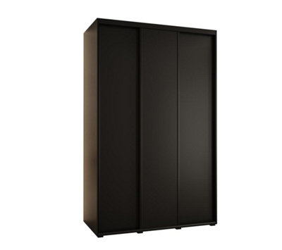 Contemporary Black Sliding Wardrobe H2050mm W1600mm D600mm with Customisable Black Steel Handles