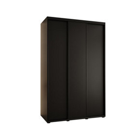 Contemporary Black Sliding Wardrobe H2050mm W1600mm D600mm with Customisable Black Steel Handles