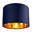 Contemporary Blue Cotton 10" Table/Pendant Lamp Shade with Shiny Copper Inner
