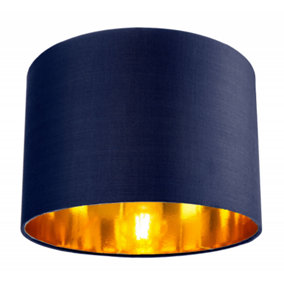 Contemporary Blue Cotton 10 Table/Pendant Lamp Shade with Shiny Copper Inner