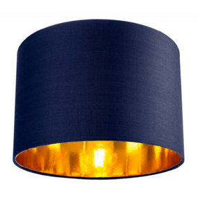 Contemporary Blue Cotton 12 Table/Pendant Lamp Shade with Shiny Copper Inner