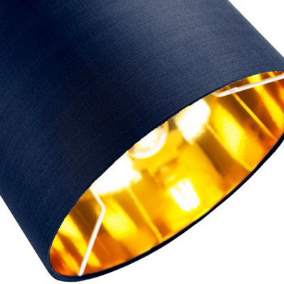 Contemporary Blue Cotton 12 Table/Pendant Lamp Shade with Shiny Copper Inner