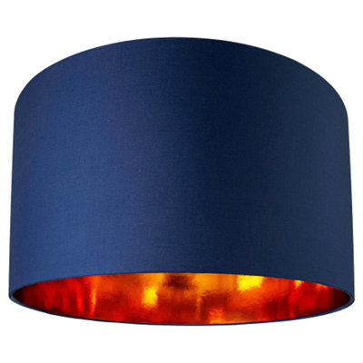 Contemporary Blue Cotton 20 Floor/Pendant Lamp Shade with Shiny Copper Inner