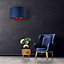 Contemporary Blue Cotton 20" Floor/Pendant Lamp Shade with Shiny Copper Inner