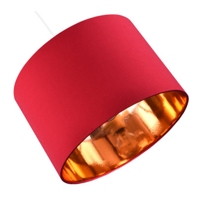 Contemporary Burgundy Cotton 10 Table/Pendant Lampshade with Shiny Copper Inner