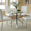 Contemporary Chrome Base Round Tempered Glass Coffee Table Dining Table Dia 900mm