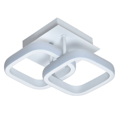 Contemporary Compact Double Head 40w LED Ceiling Light Fitting in Matt White