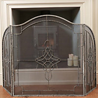 Contemporary Country Fireplace Fire Guard Silver Fire Screen
