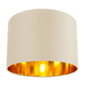 Contemporary Cream Cotton 10 Table/Pendant Lamp Shade with Shiny Copper Inner