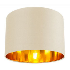 Contemporary Cream Cotton 12 Table/Pendant Lamp Shade with Shiny Copper Inner